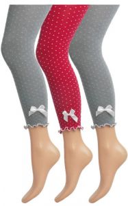 Leggingsy gładkie 6-11 lat z obszyciem i kokardką